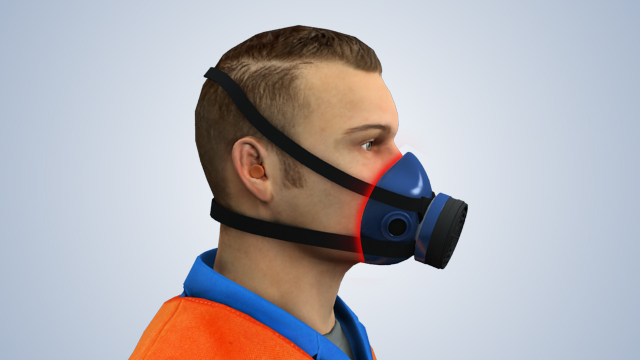 重要的是，在佩戴贴合的空气净化呼吸器时，呼吸器面板和面部之间存在紧密贴合。