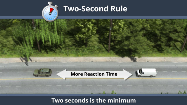 遵循其他车辆时，应始终使用二秒规则。
