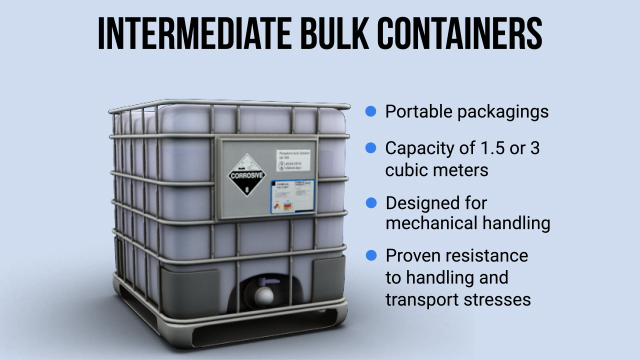 中型散货箱的容量为1.5或3立方米，为机械搬运而设计，并已证明具有抗应力能力。
