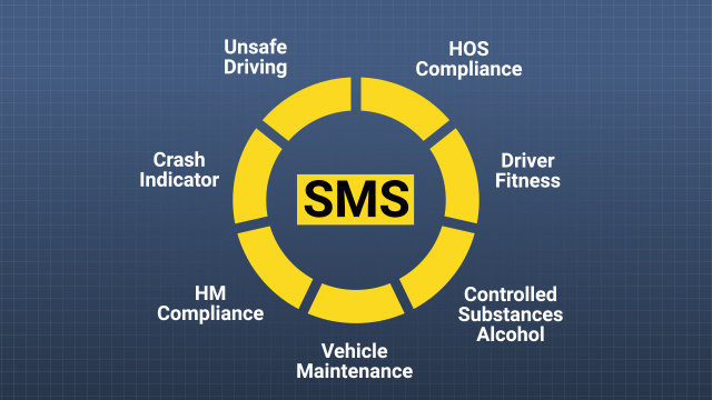 每个运营商的数据被组织成7个基本要素:不安全驾驶、碰撞指标、HOS符合性、车辆维护、受控物质/酒精、HM符合性和驾驶员健康。