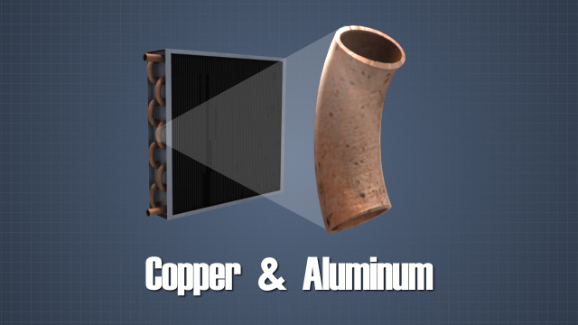 使用铜和铝，因为它们都是非常好的热量。