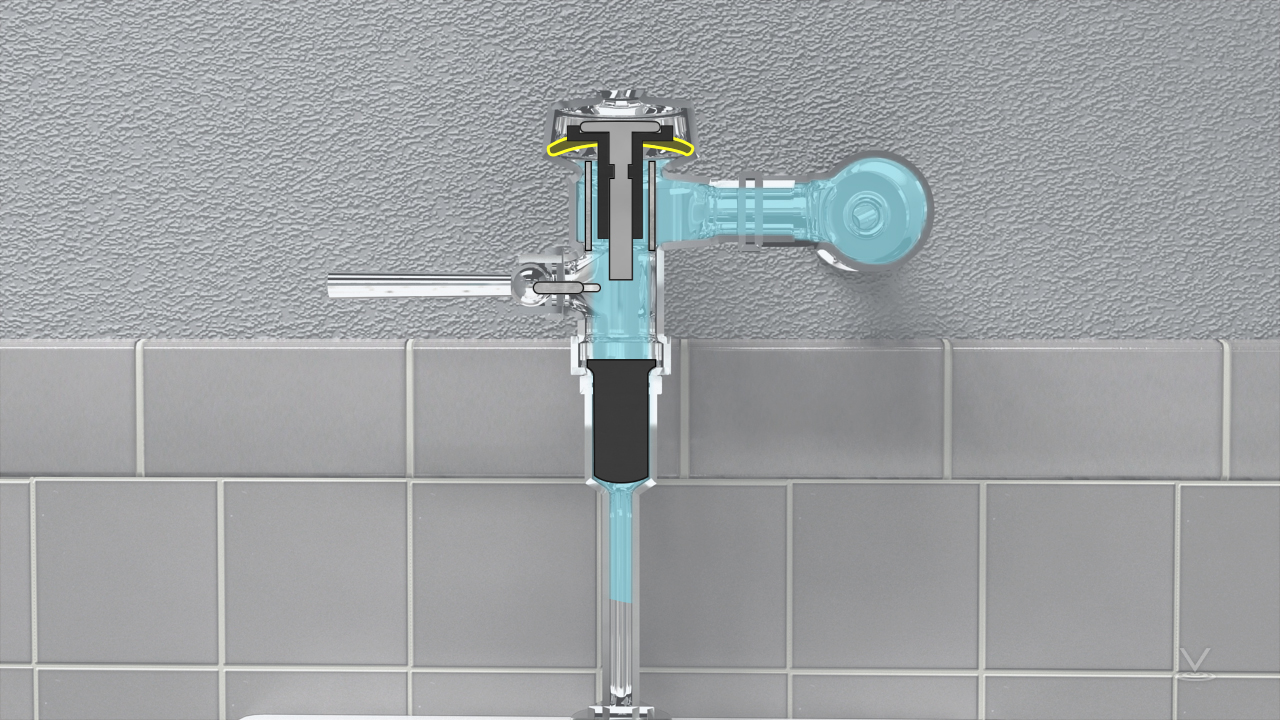 冲水器通常用于商业建筑的厕所，在那里更高的压力和更大的管道尺寸提供所需的水压和水量，以有效地冲洗厕所和小便器。