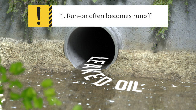 持续的经常变得径流，可以在附近的水道中携带溢出的油，并将其存放在附近的水道中