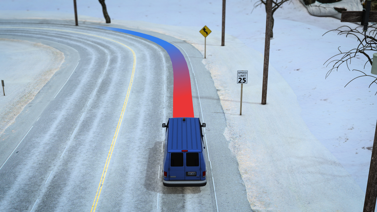进入紧张曲线时减少速度，特别是如果您的车辆具有高重心，例如卡车或面包车。