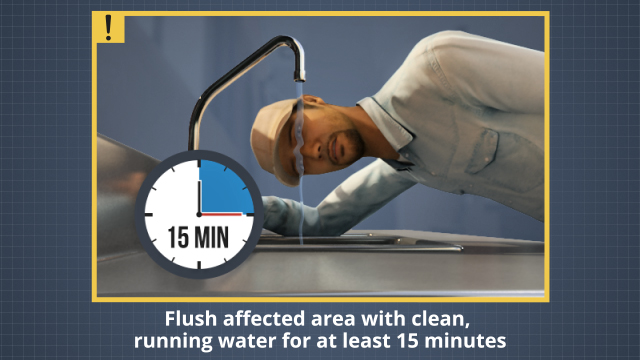 如果血液或任何其他潜在的感染物质接触到你的眼睛或粘膜，用清洁的流动水冲洗感染区域至少15分钟。
